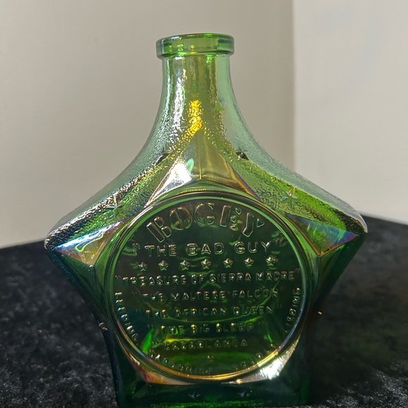 Rare 1971 Green Wheaton Glass HUMPHREY BOGART Decanter Bogey 7'' - Picture 2 of 3